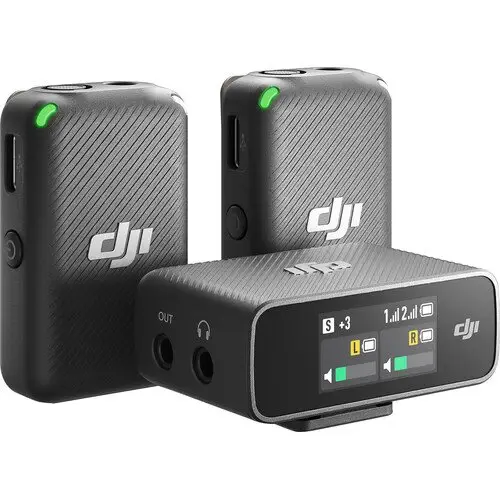 DJI Mic Wireless Microphone 2-Person Digital Compact System/Recorder for Cameras and Smartphones (2.4 GHz)
