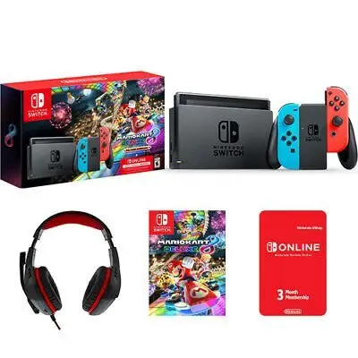 Nintendo Switch + Mario Kart 8 Deluxe + 3M Switch Online (Headset not included)