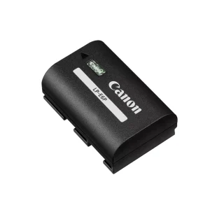 Canon Battery Pack LP-E6P rechargeable lithium-ion camera battery shown from the front on a white background