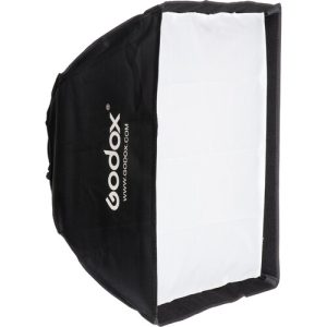 Godox SB-FS 5070 rectangular softbox with fabric grid mounted on a studio flash for controlled lighting.