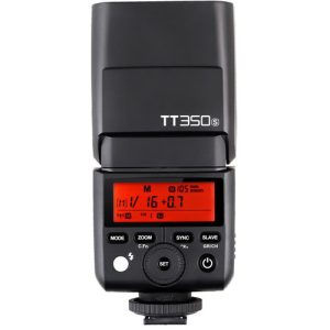 Godox TT350 compact TTL speedlight flash designed for cameras with a tilting flash head.